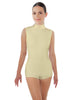 Solid Lycra Tneck Sleeveless Open Back Biketard