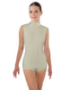 Solid Lycra Tneck Sleeveless Open Back Biketard