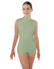 Solid Lycra Tneck Sleeveless Open Back Biketard