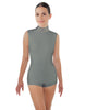 Solid Lycra Tneck Sleeveless Open Back Biketard