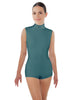 Solid Lycra Tneck Sleeveless Open Back Biketard