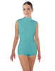 Solid Lycra Tneck Sleeveless Open Back Biketard