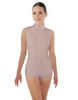 Solid Lycra Tneck Sleeveless Open Back Biketard