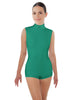 Solid Lycra Tneck Sleeveless Open Back Biketard