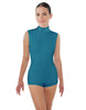 Solid Lycra Tneck Sleeveless Open Back Biketard