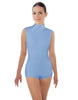 Solid Lycra Tneck Sleeveless Open Back Biketard