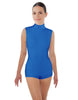 Solid Lycra Tneck Sleeveless Open Back Biketard