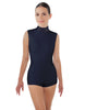 Solid Lycra Tneck Sleeveless Open Back Biketard
