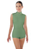 Solid Lycra Tneck Sleeveless Open Back Biketard