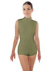 Solid Lycra Tneck Sleeveless Open Back Biketard