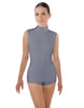 Solid Lycra Tneck Sleeveless Open Back Biketard