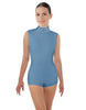 Solid Lycra Tneck Sleeveless Open Back Biketard