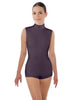 Solid Lycra Tneck Sleeveless Open Back Biketard