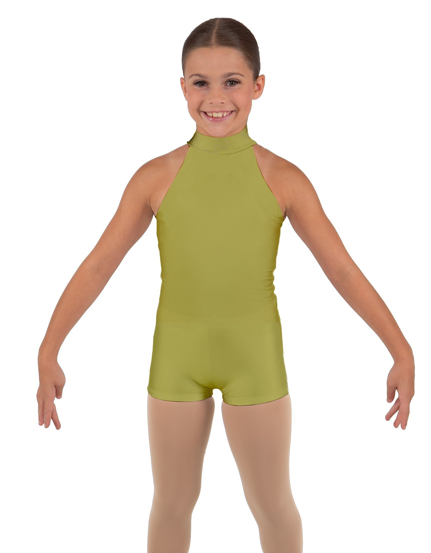 Solid Lycra Halter Collar Biketard