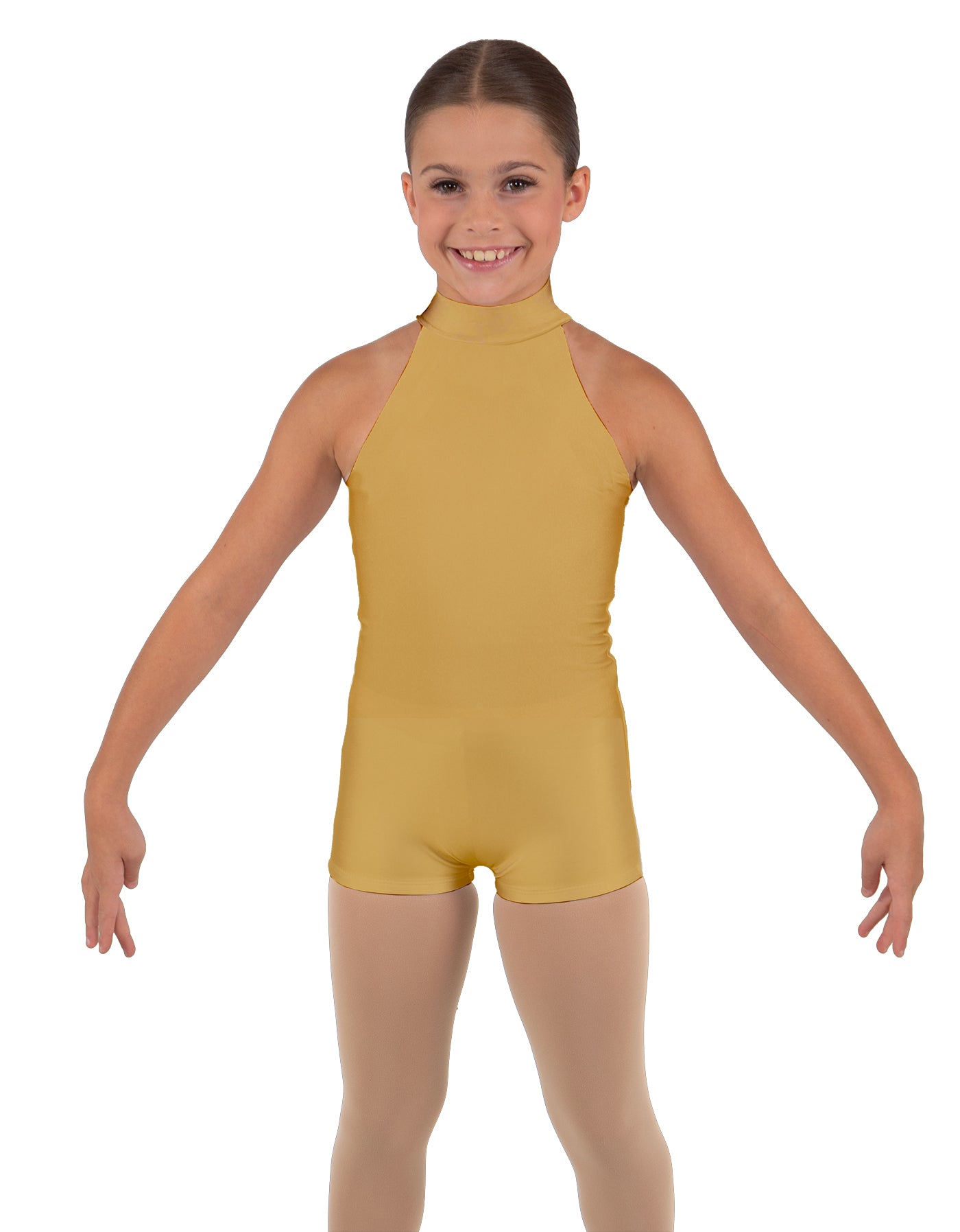 Solid Lycra Halter Collar Biketard