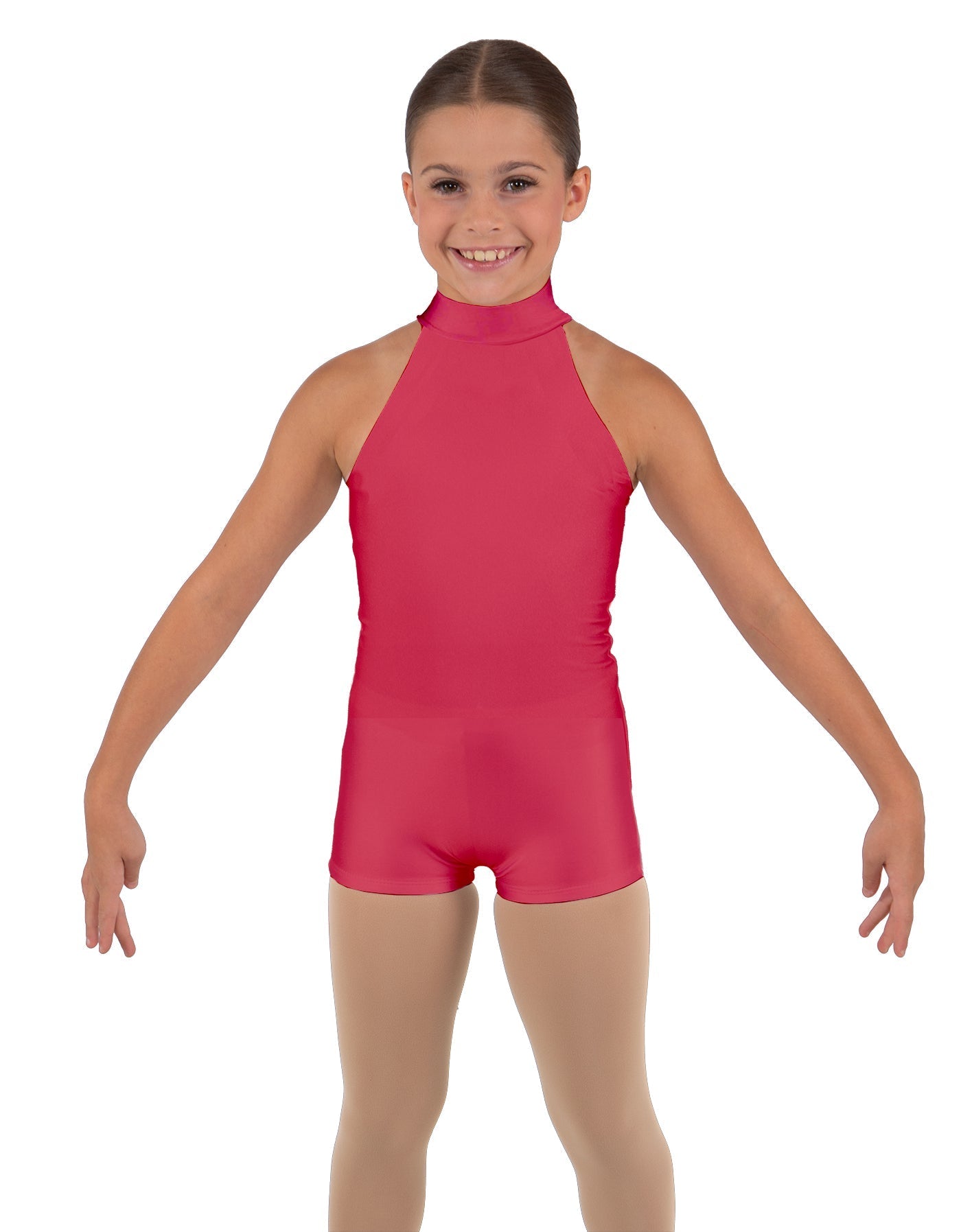 Solid Lycra Halter Collar Biketard