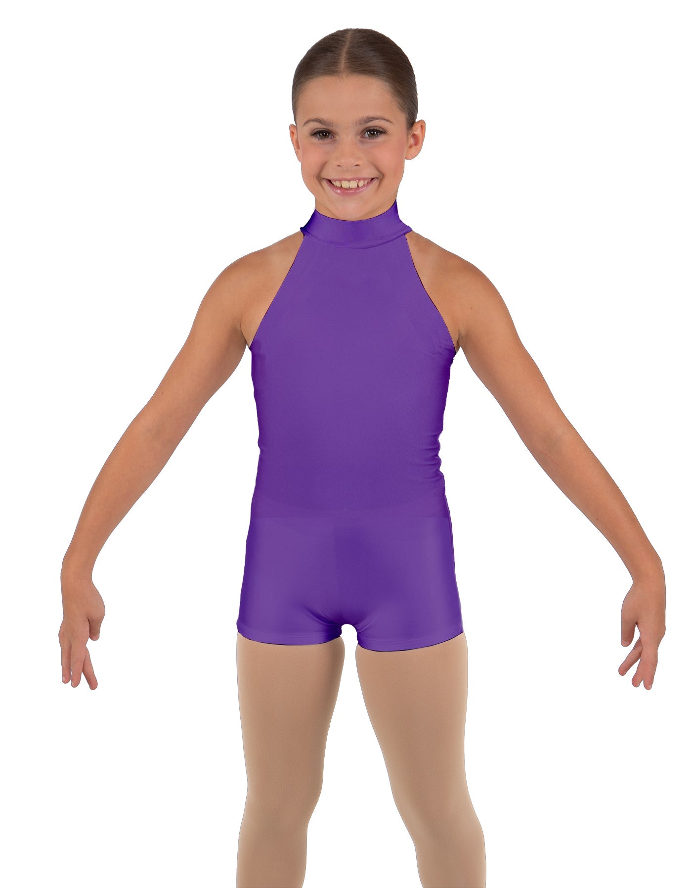 Solid Lycra Halter Collar Biketard