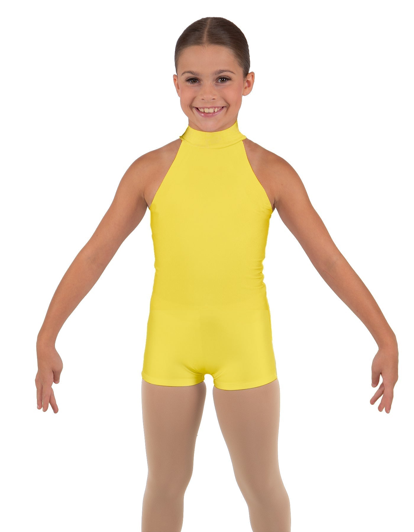 Solid Lycra Halter Collar Biketard
