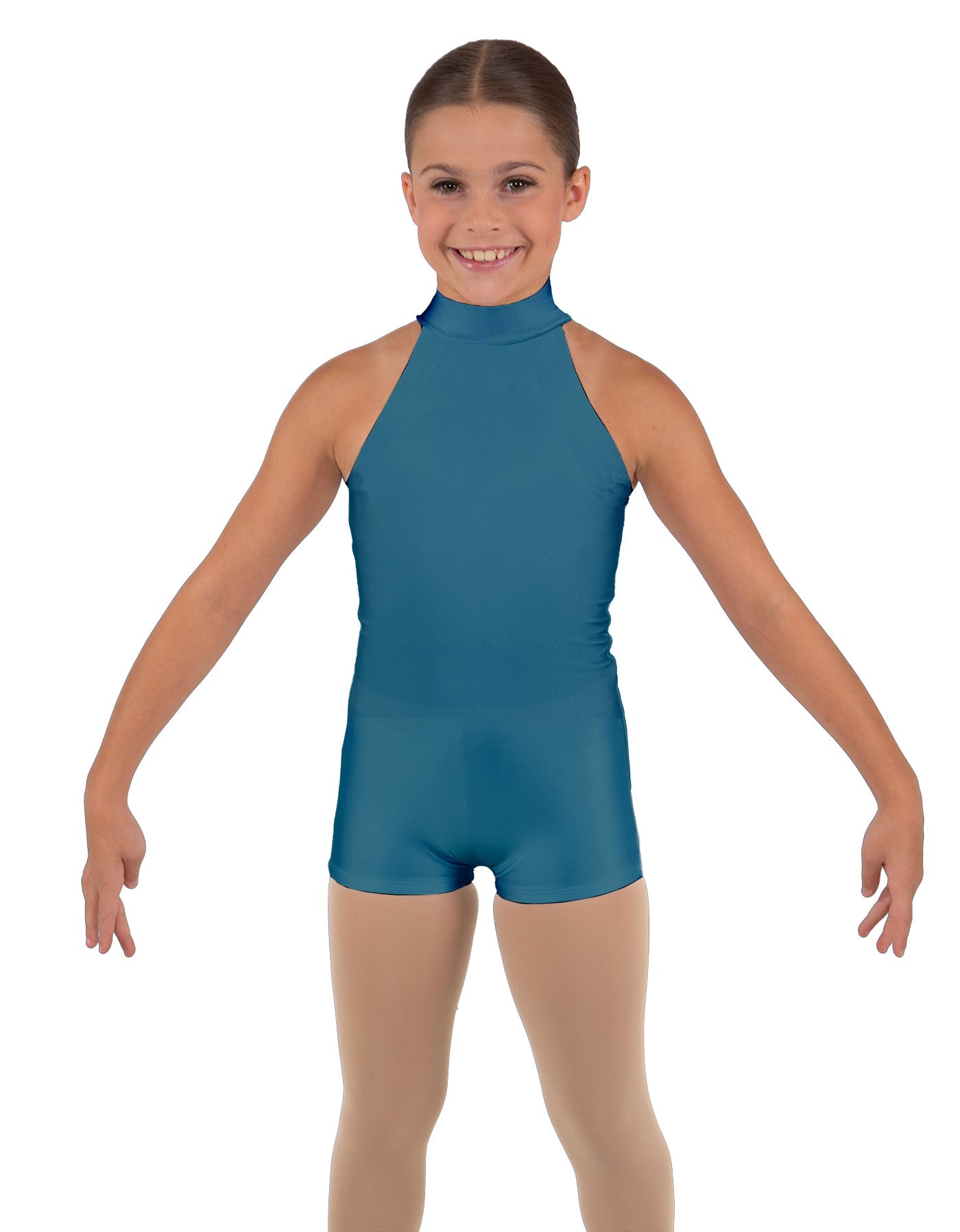 Solid Lycra Halter Collar Biketard