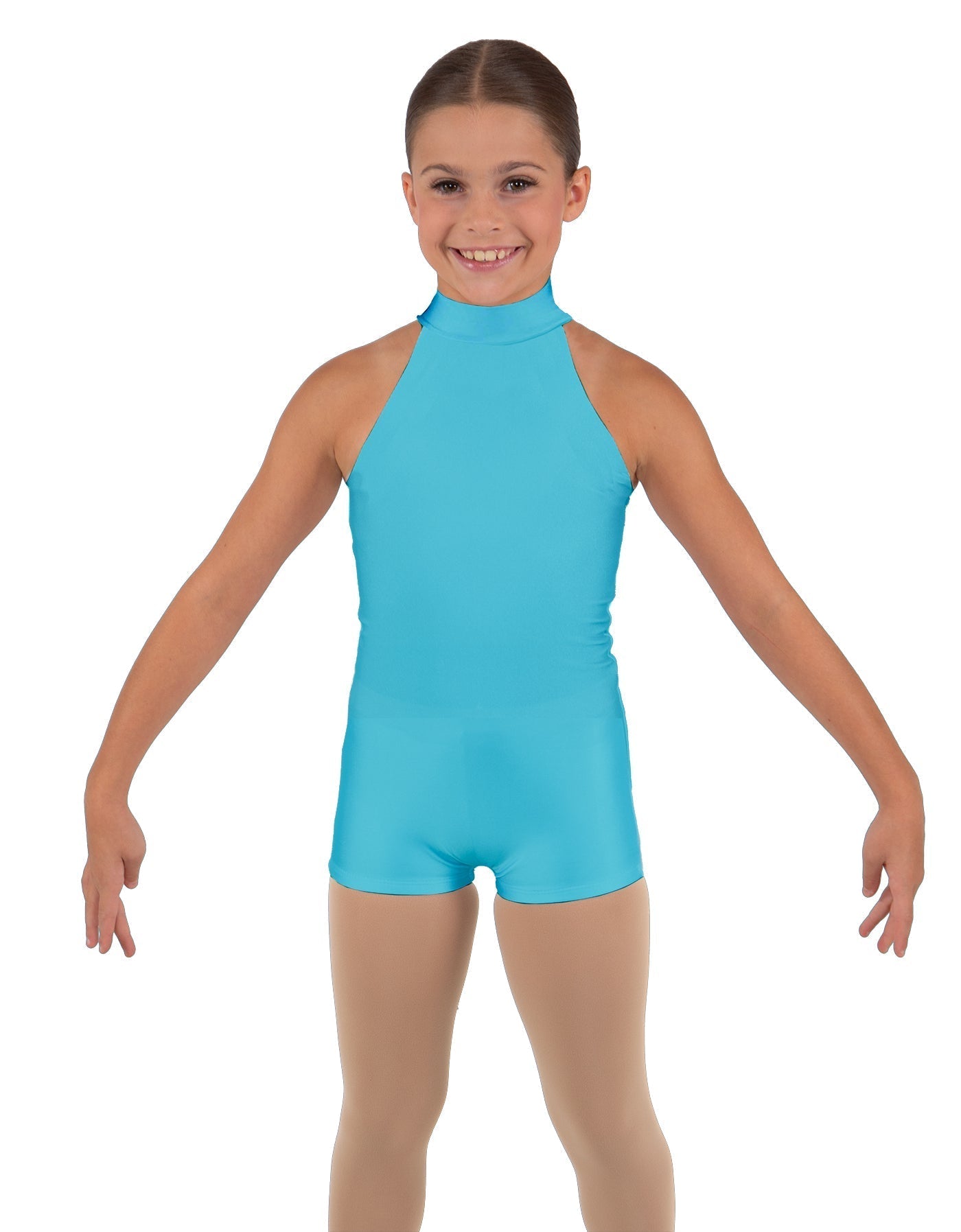 Solid Lycra Halter Collar Biketard