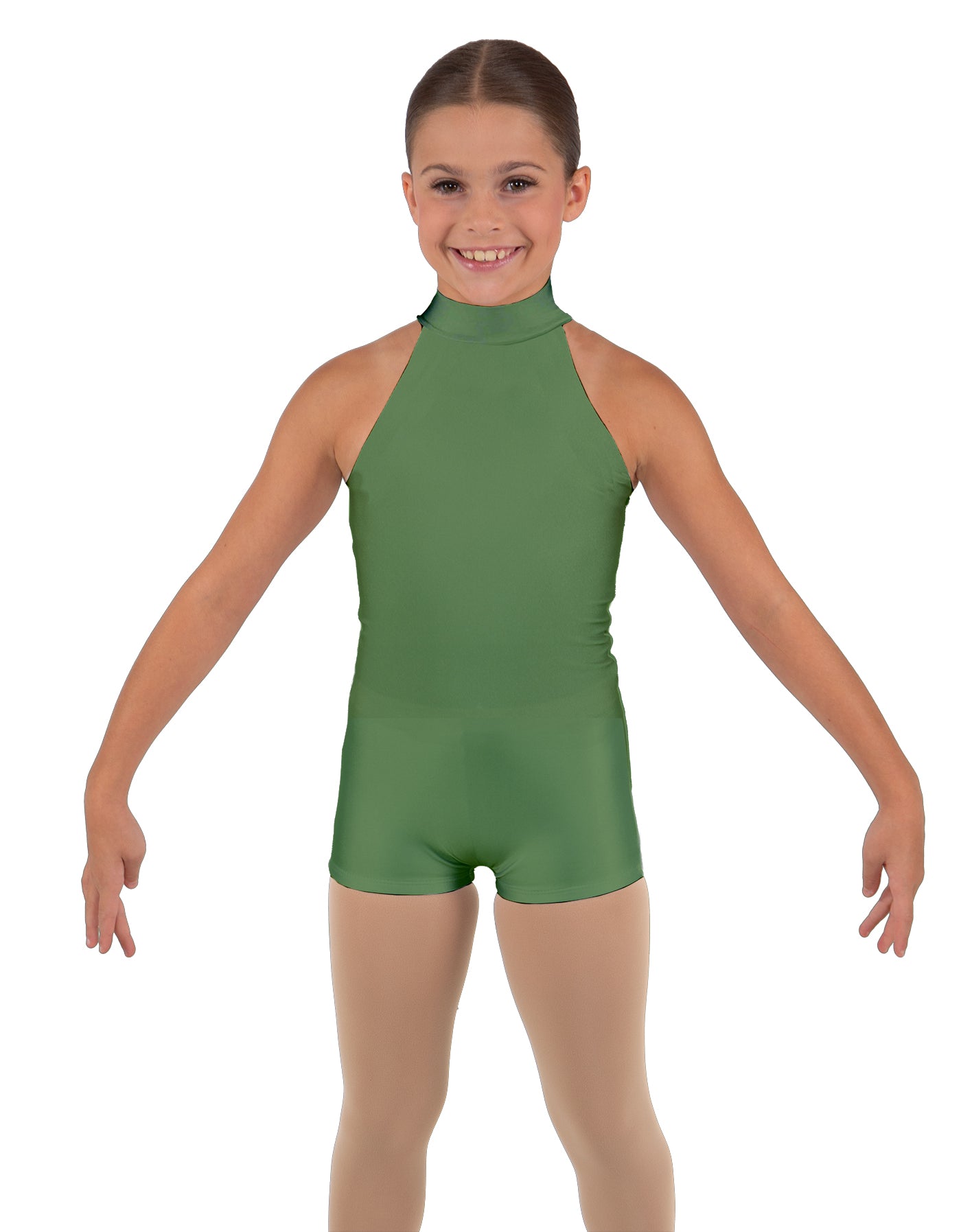 Solid Lycra Halter Collar Biketard