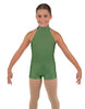 Solid Lycra Halter Collar Biketard