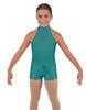Solid Lycra Halter Collar Biketard