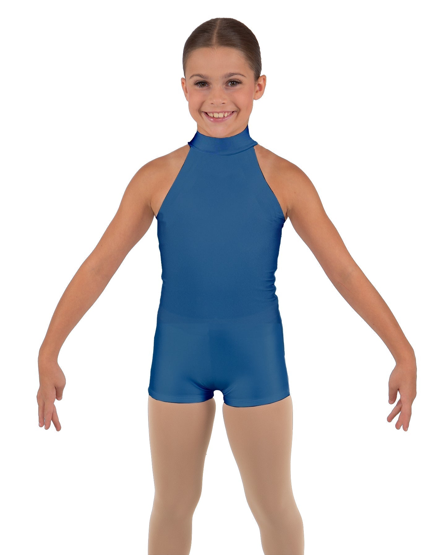 Solid Lycra Halter Collar Biketard