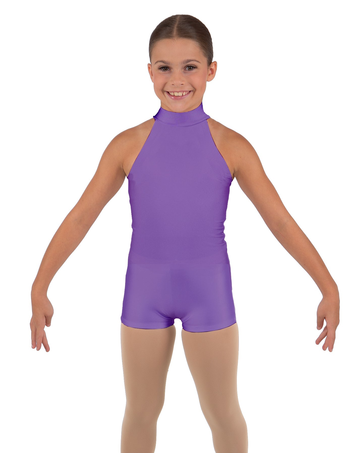 Solid Lycra Halter Collar Biketard
