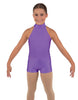 Solid Lycra Halter Collar Biketard