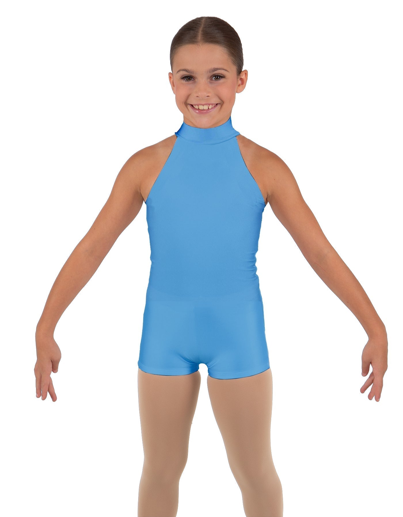 Solid Lycra Halter Collar Biketard
