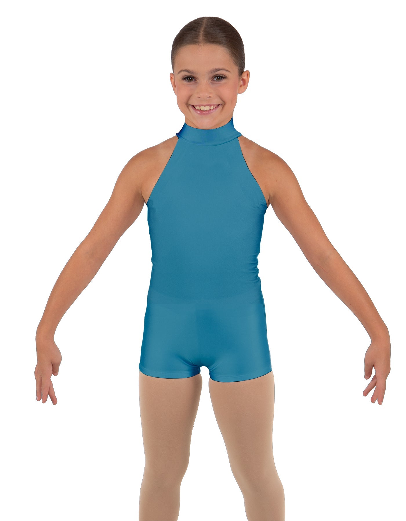 Solid Lycra Halter Collar Biketard