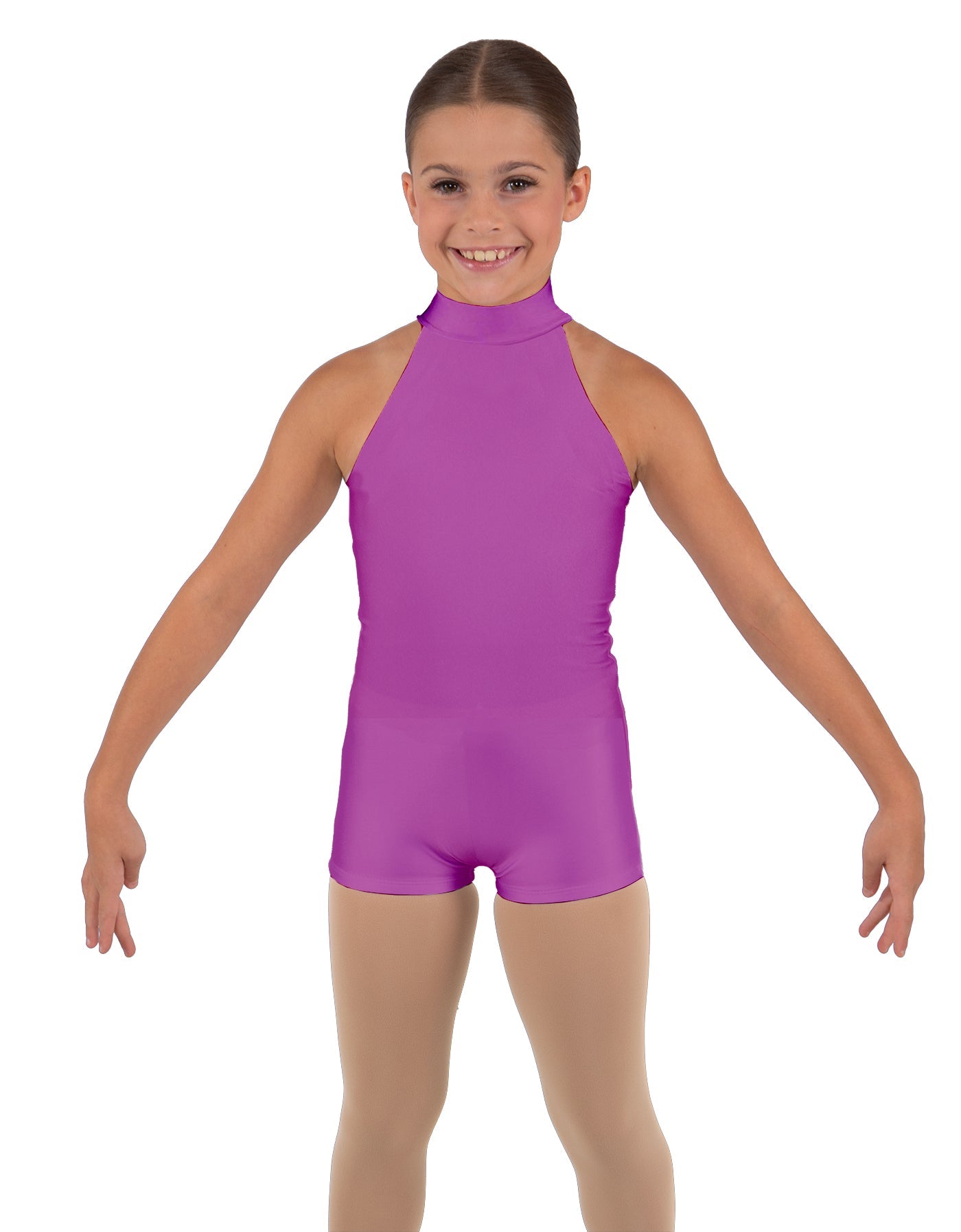 Solid Lycra Halter Collar Biketard