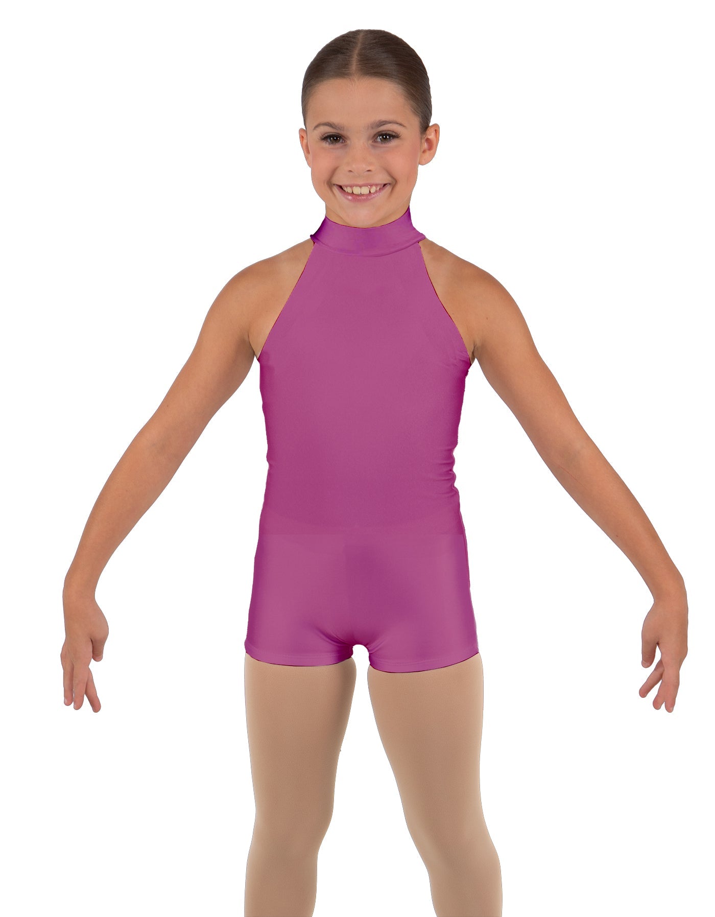 Solid Lycra Halter Collar Biketard