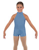 Solid Lycra Halter Collar Biketard