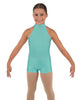 Solid Lycra Halter Collar Biketard