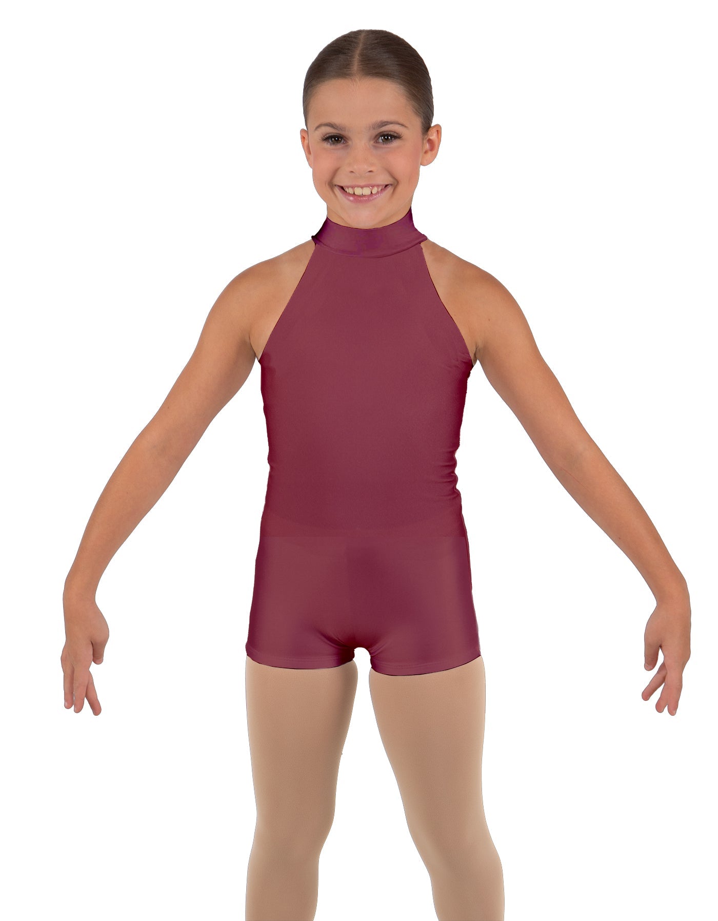 Solid Lycra Halter Collar Biketard