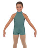 Solid Lycra Halter Collar Biketard