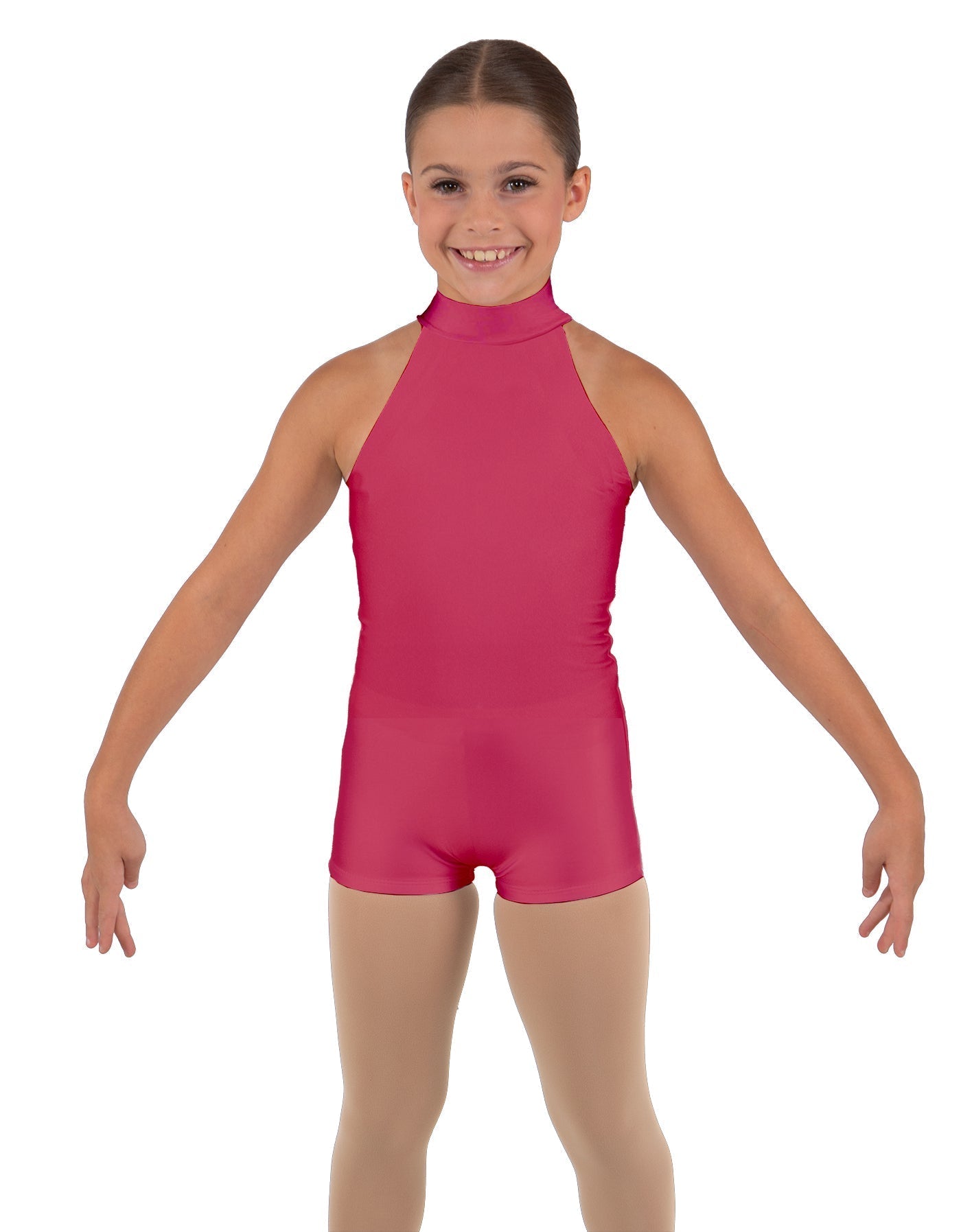 Solid Lycra Halter Collar Biketard