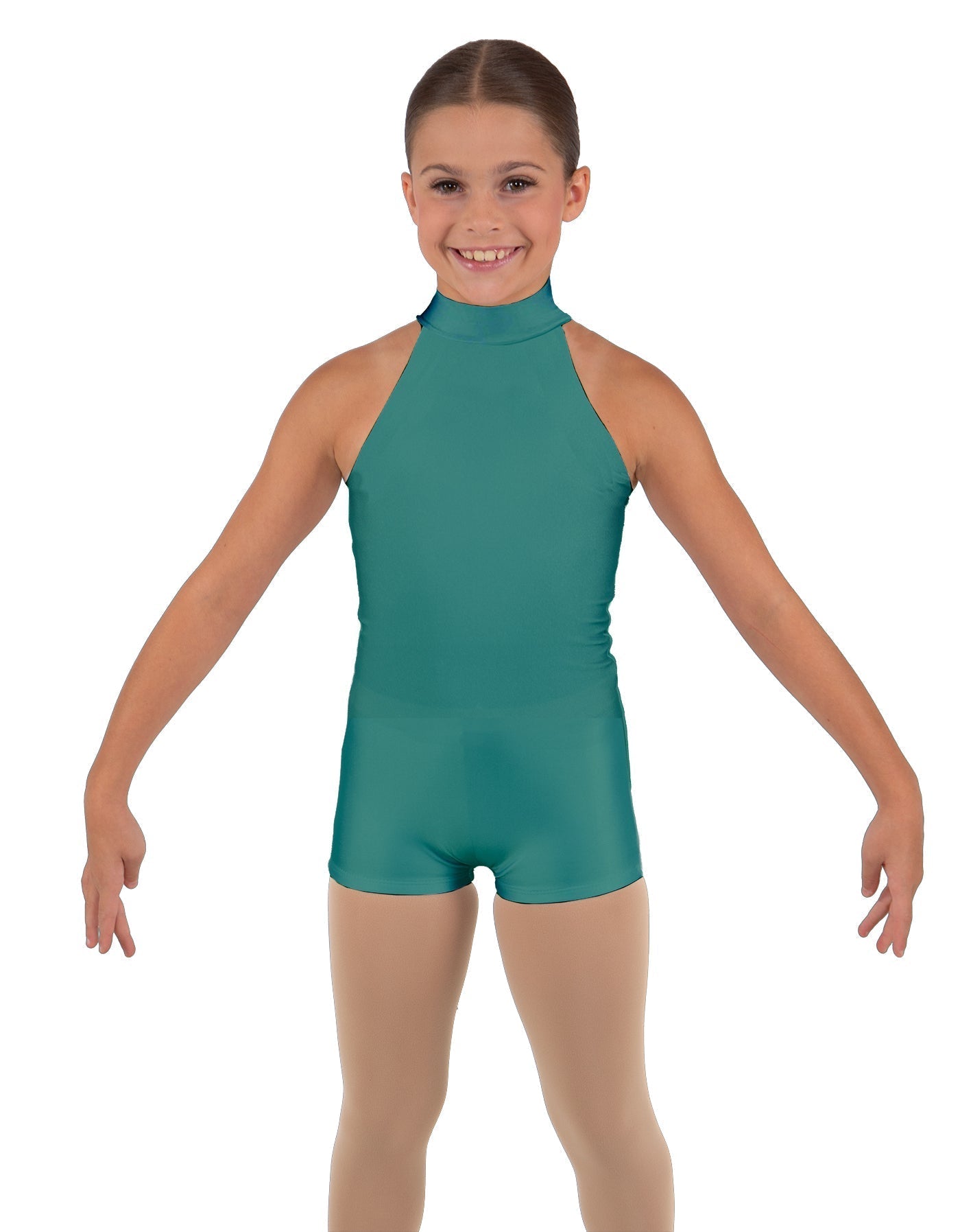Solid Lycra Halter Collar Biketard