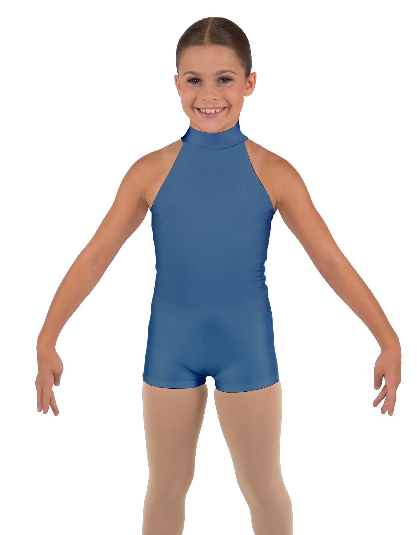 Solid Lycra Halter Collar Biketard
