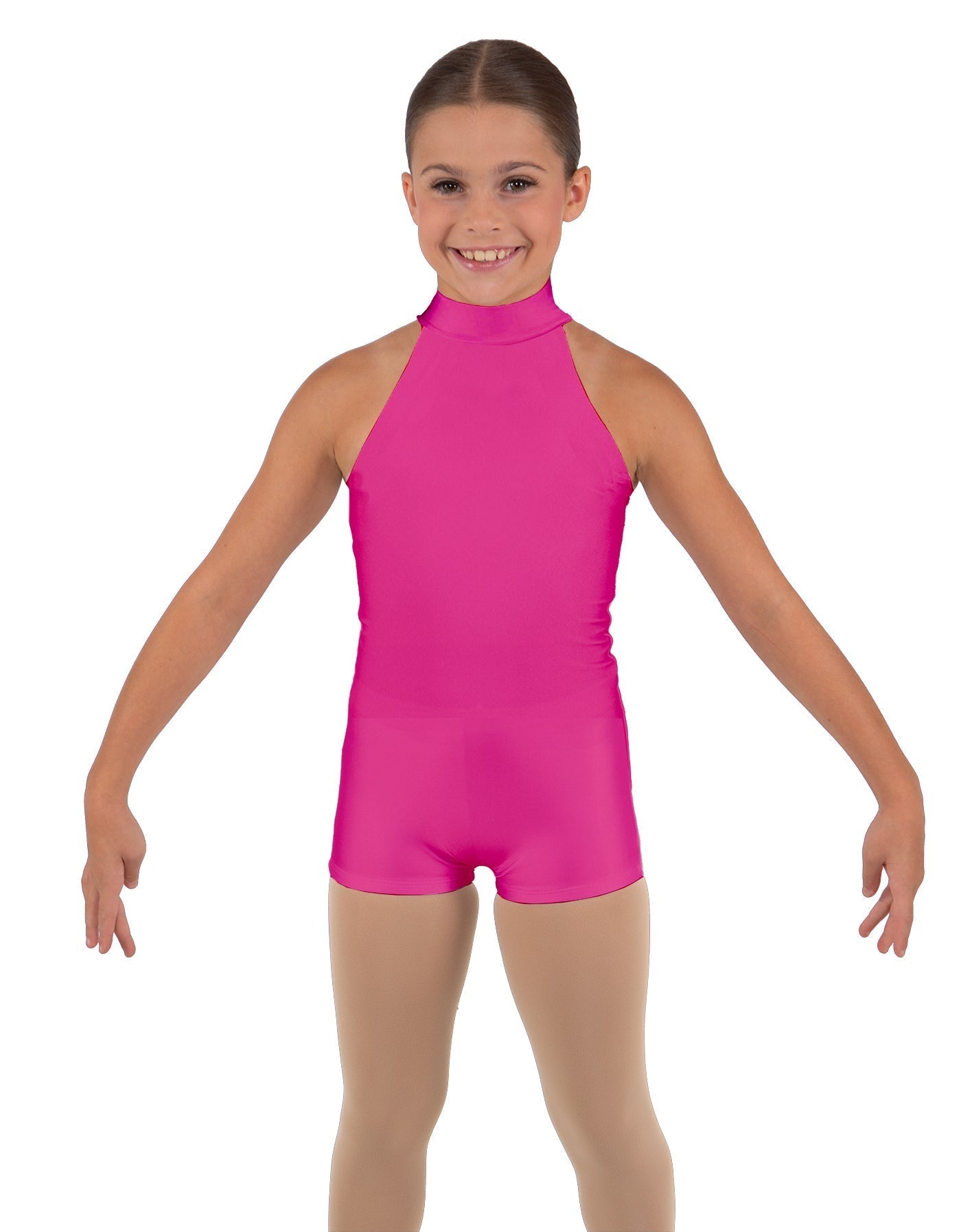 Solid Lycra Halter Collar Biketard