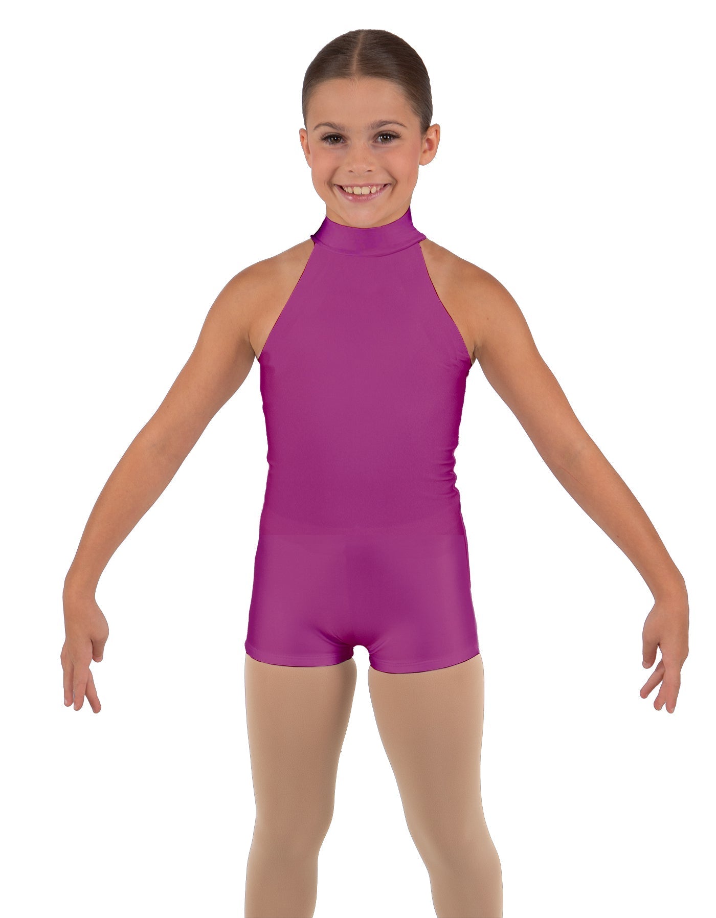 Solid Lycra Halter Collar Biketard