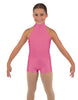 Solid Lycra Halter Collar Biketard