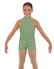 Solid Lycra Halter Collar Biketard