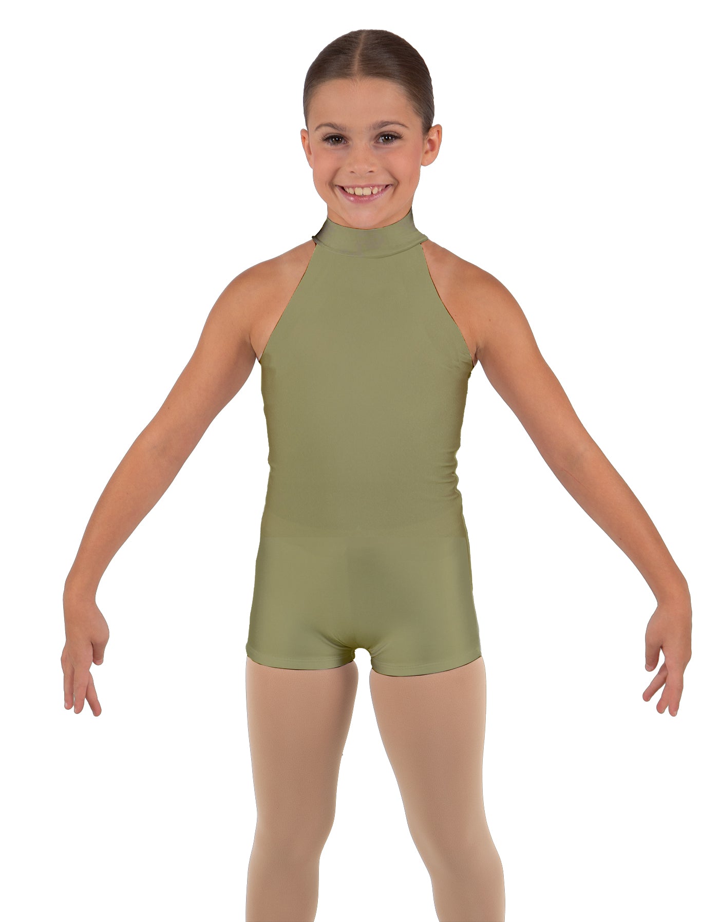 Solid Lycra Halter Collar Biketard