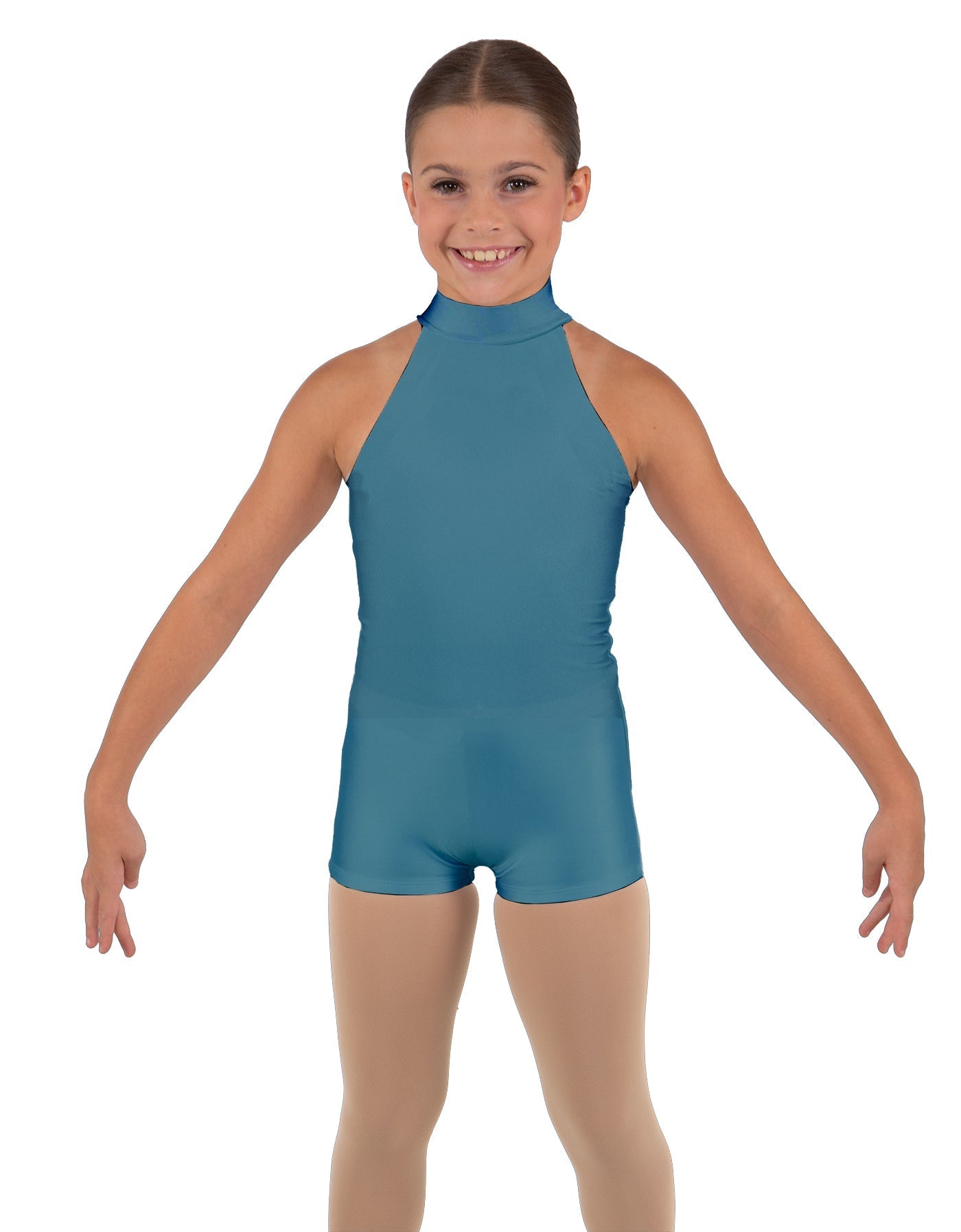 Solid Lycra Halter Collar Biketard