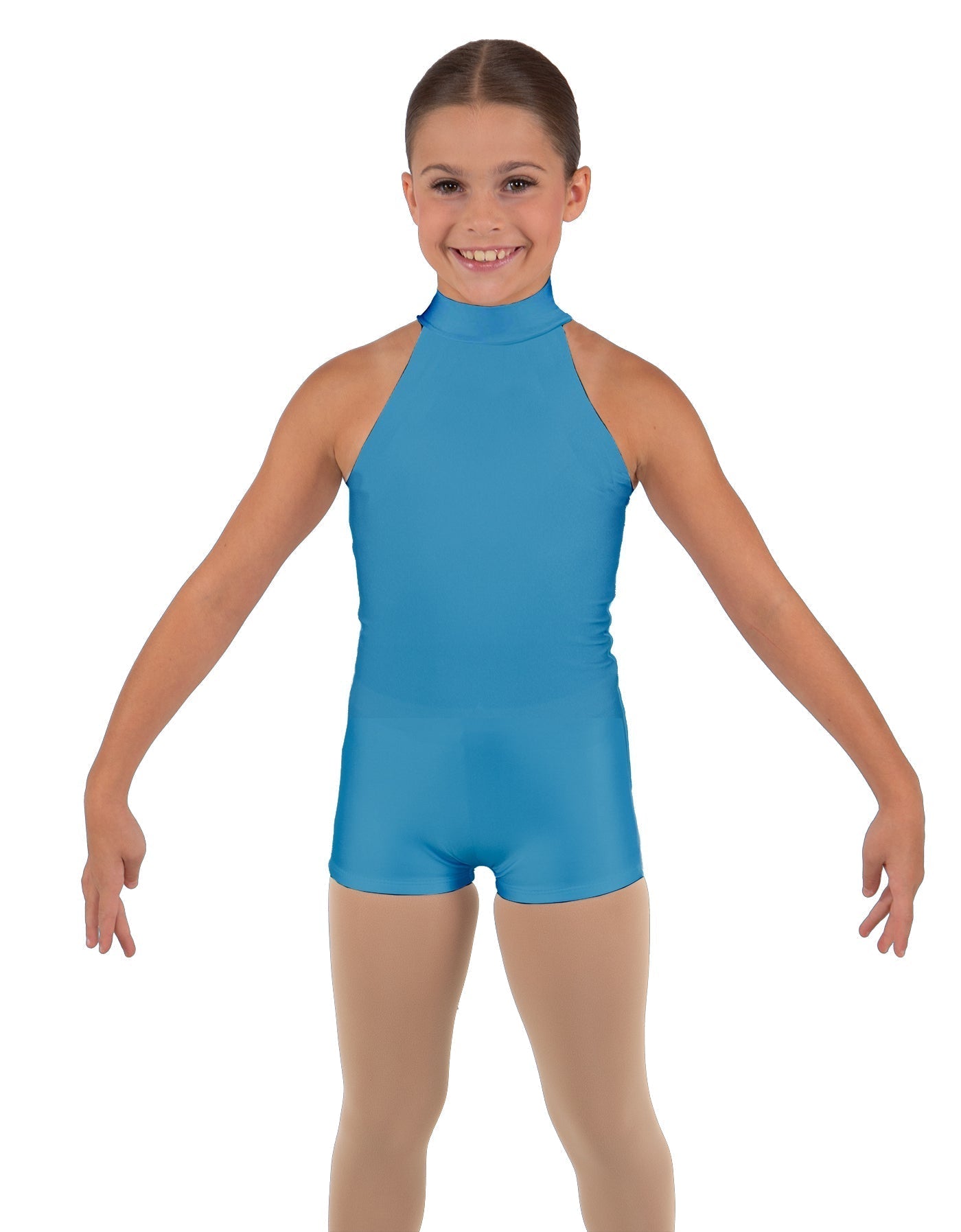 Solid Lycra Halter Collar Biketard