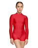 Solid Lycra LS Tneck Zipper Back Biketard