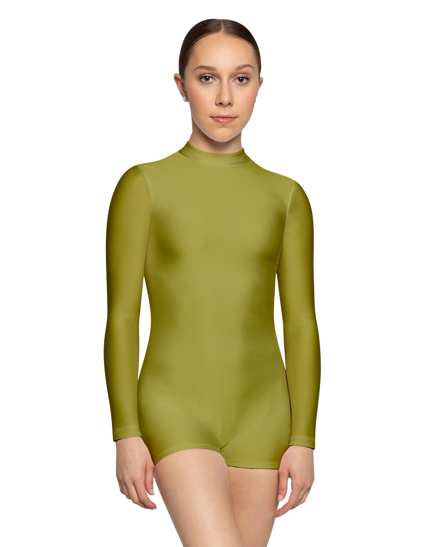 Solid Lycra Tneck LS Open Back Biketard